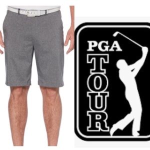 PGA Tour Men's Flat Front Heather Golf Short with Active Waistband